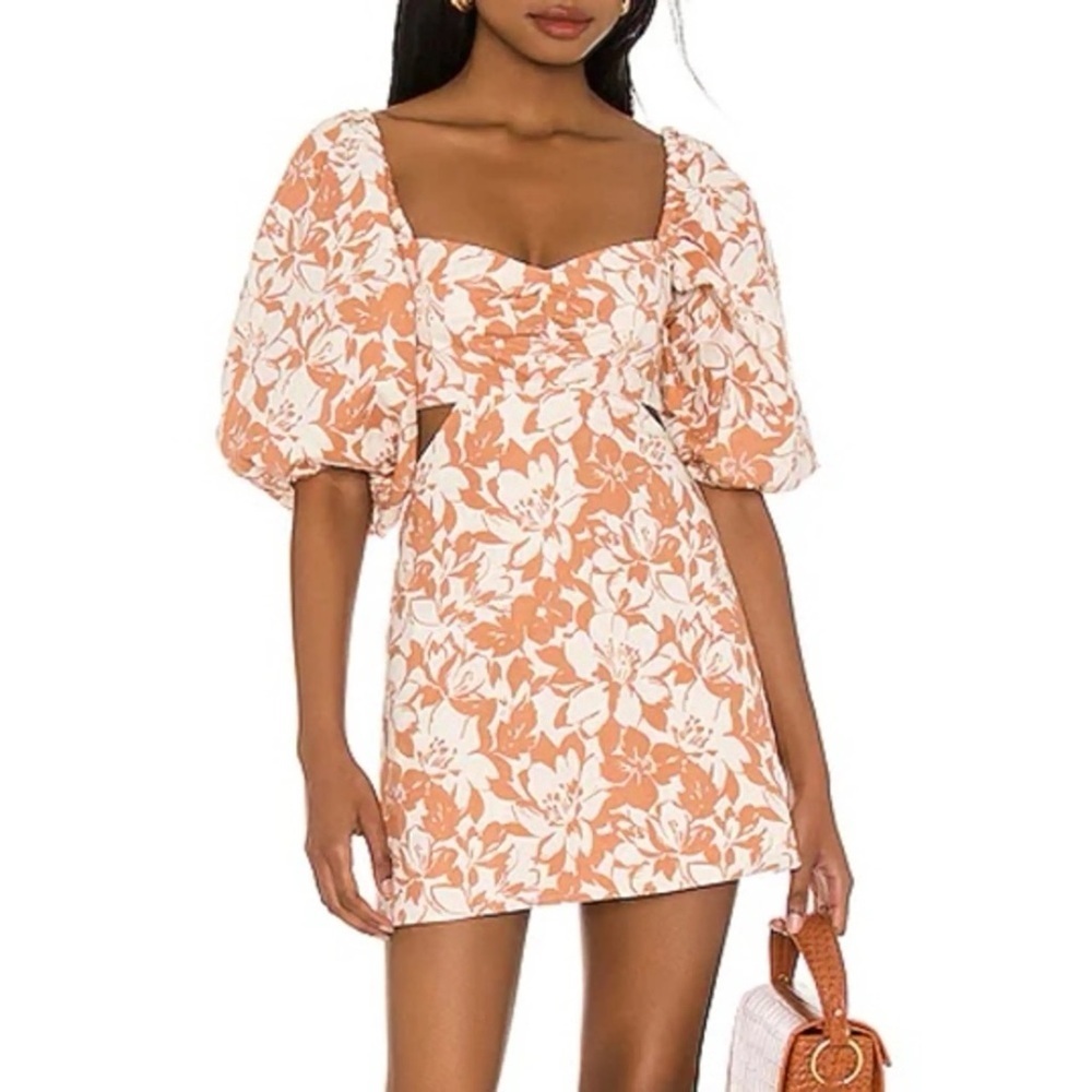 Lovers + Friends Orange and White Floral Mini Dress